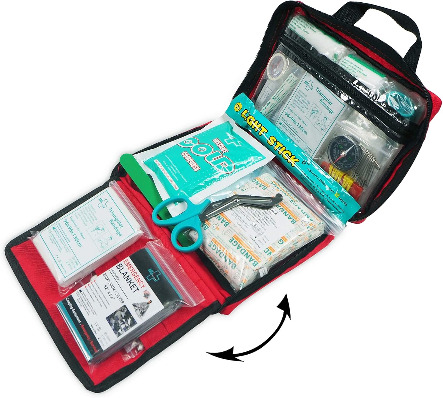 General Medi First Aid Kit -309 Pieces- Reflective Bag Design, Including Eyewash, Bandages - Image 4