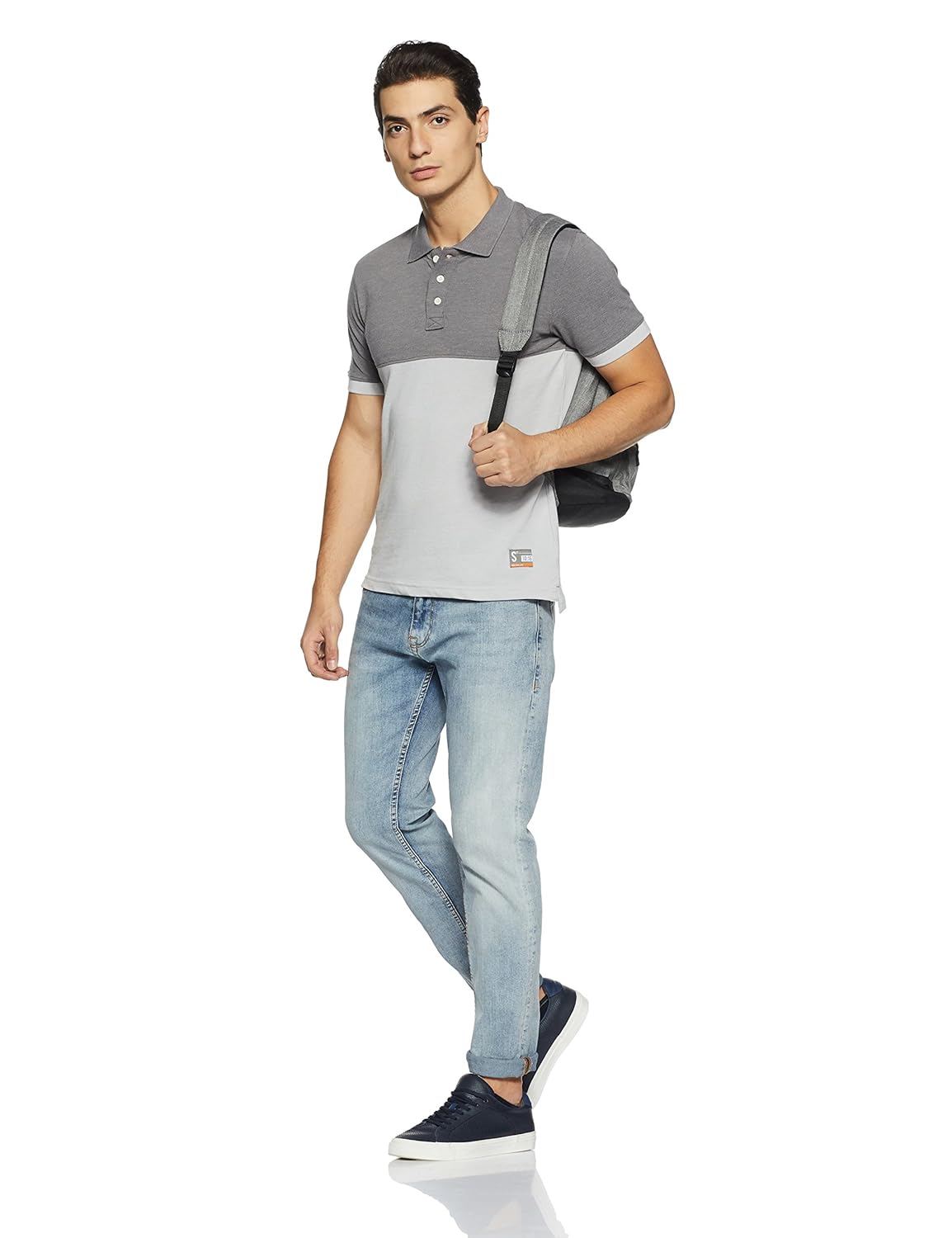 symbol amazon brand men's plain regular fit polo