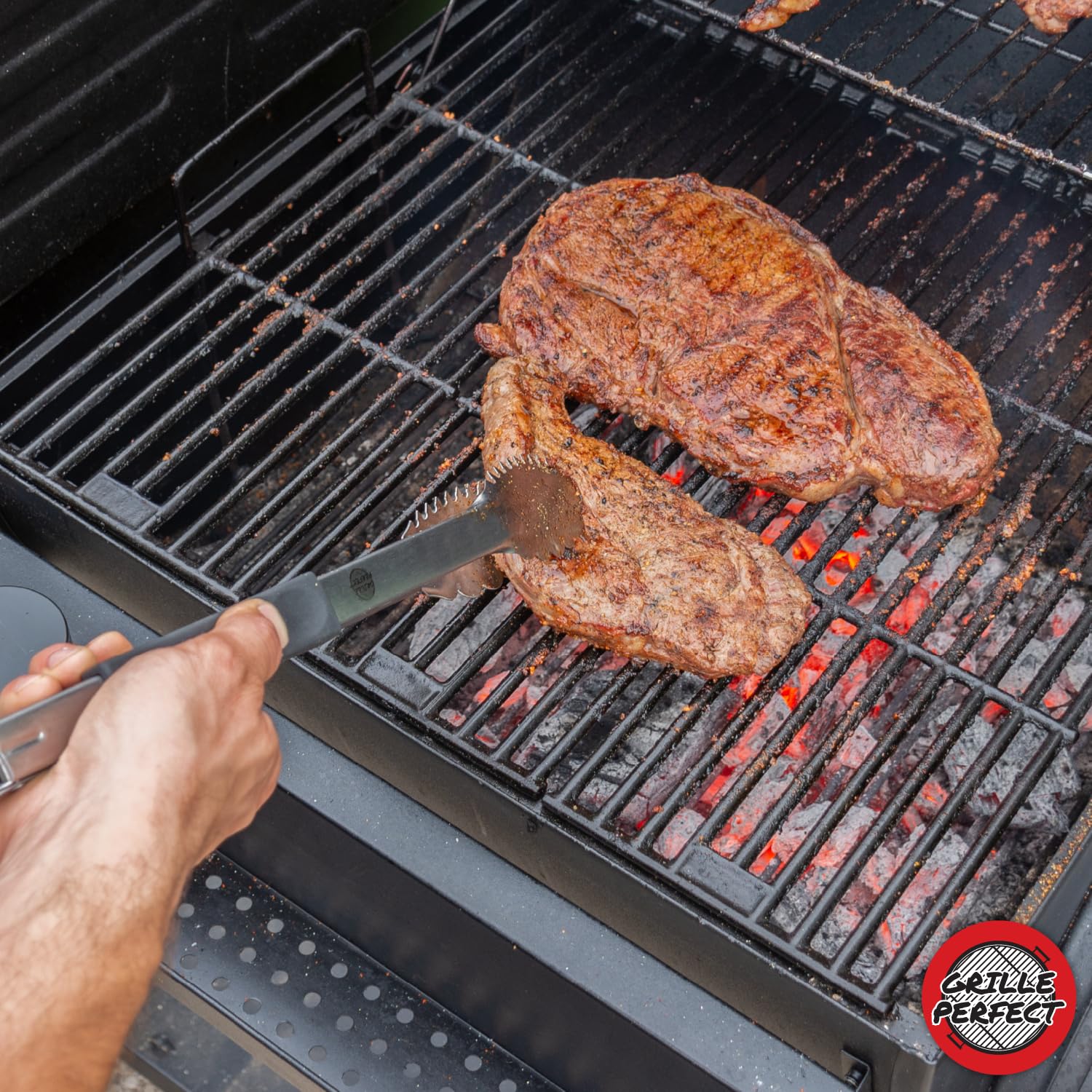 Grill Tongs 16-Inch Extra Long Heavy Duty for Grilling and Barbecue Heat Resistant Hand Grips Stainless Steel for BBQ Outdoor Kitchen and Cooking Hot Grilled Food