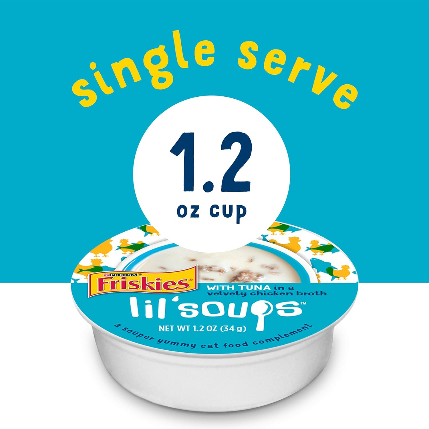 Purina Friskies Natural, Grain Free Wet Cat Food Complement, Lil' Soups With Tuna in Chicken Broth - 1.2 oz. Cups (Pack of 8) : Pet Supplies