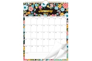 JOURNALTASTIC 2024 Calendar - 2024 Wall Calendar with12 Months, Jan.2024 - Dec.2024, 8.4" x 11", Twin-Wire Binding + Hanging Hook + Large Blocks with Julian Dates, Perfect Wall Calendar 2024 for Organizing - Black