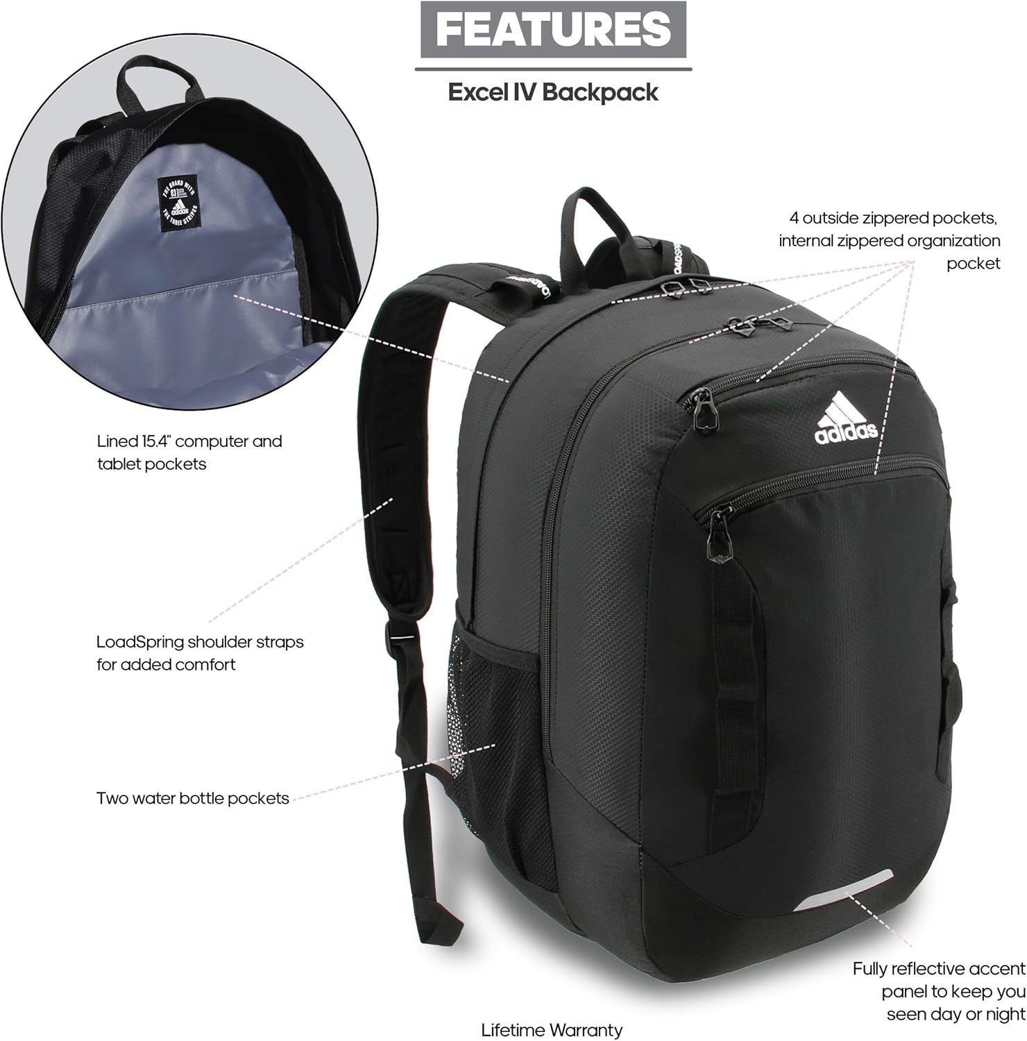 adidas excel iv backpack white