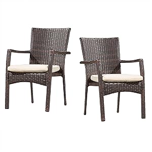 Christopher Knight Home Corsica Outdoor Wicker Dining Chairs, 2-Pcs Set, Multibrown
