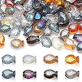 120Pcs Colorful Fish Glass Beads Electroplate Fish Beads Sea Ocean Animal Beads for Jewelry Making DIY Beading Bracelets Crafts