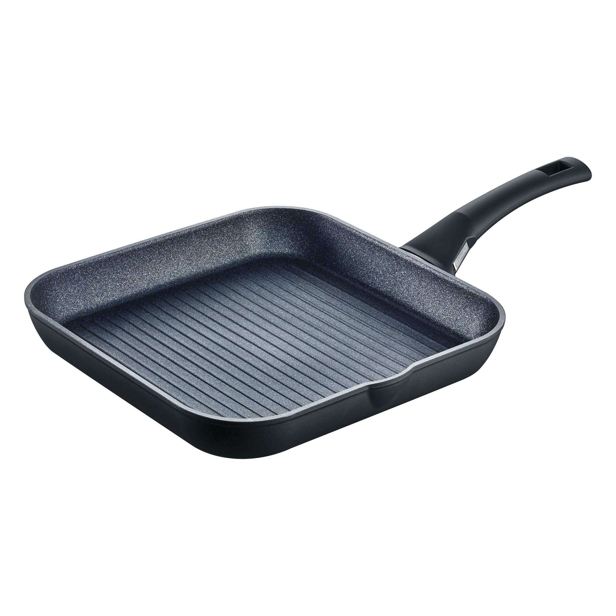 Berndes Balance Enduro Grill Pan 28 cm Induction Pan Extremely Scratch-Resistant Cast Look Non-Stick Coating Square Black