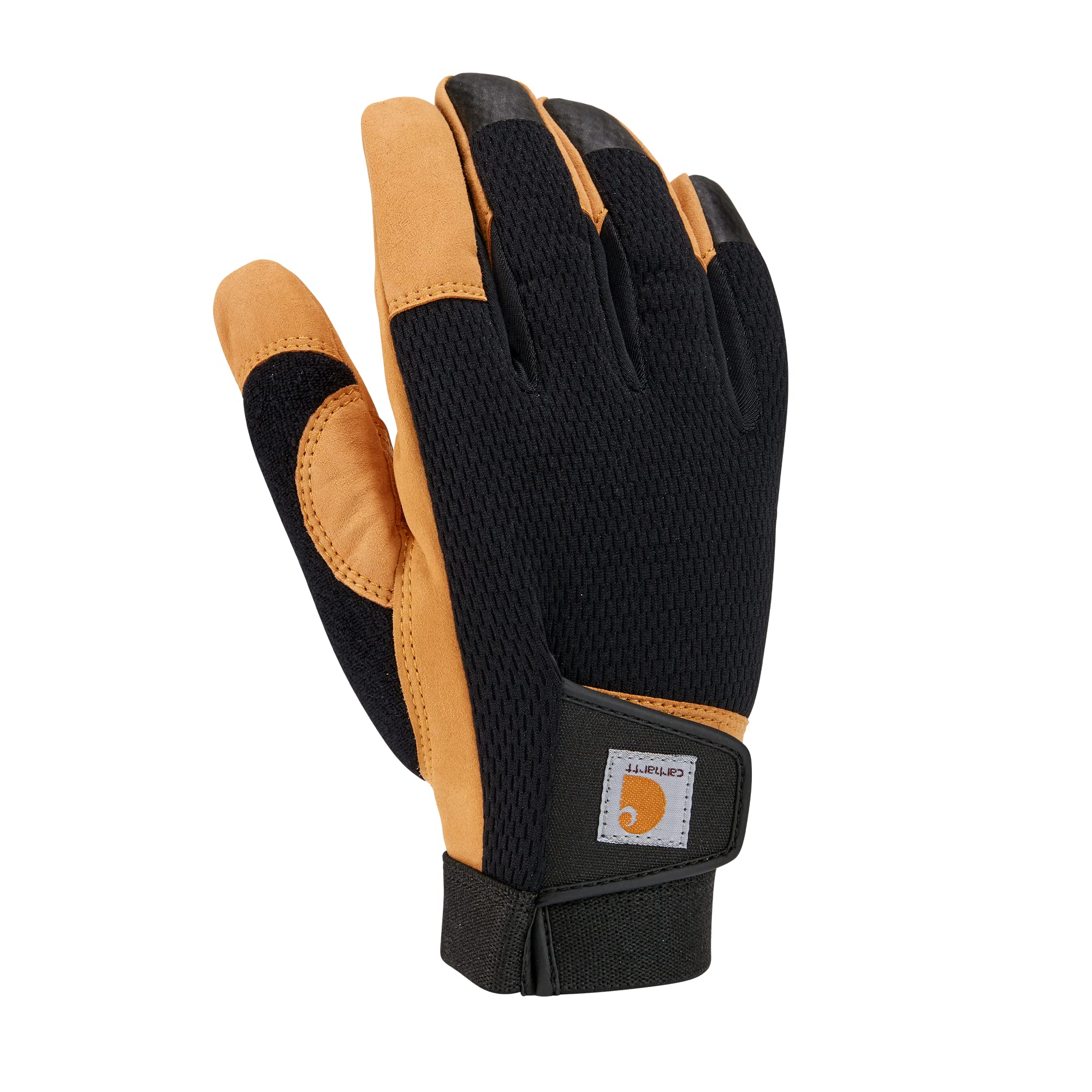 Carhartt Men's Synthetic Leather High Dexterity Touch Sensitive Secure Cuff Glove Cold Weather, Black Barley, Medium