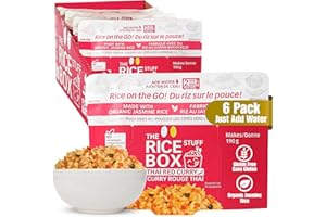 The Rice Stuff Box - Thai Red Curry Instant Meals, 6-Pack, Organic Jasmine Rice, NON-GMO, Gluten-Free, Vegan, Dairy-Free (Pac
