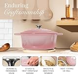 Nuovva Enamelled Cast Iron Dutch Oven 6.4 Qt Pink Ceramic Pot Lid 28cm view 6