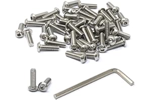 iexcell 50 Pcs M6 x 20mm Thread Pitch 1 mm Stainless Steel 304 Hex Socket Button Head Cap Screws Bolts Kit