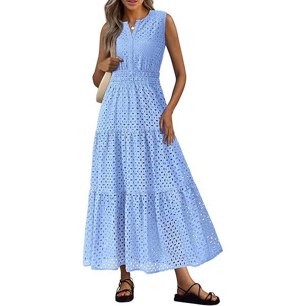 PRETTYGARDEN Womens 2026 Summer Maxi Dress Short Sleeve V Neck Hollow Out  Eyelet A Line Long Flowy Beach Vacation Dresses (Army Green,X-Small) at  Amazon Women's Clothing store