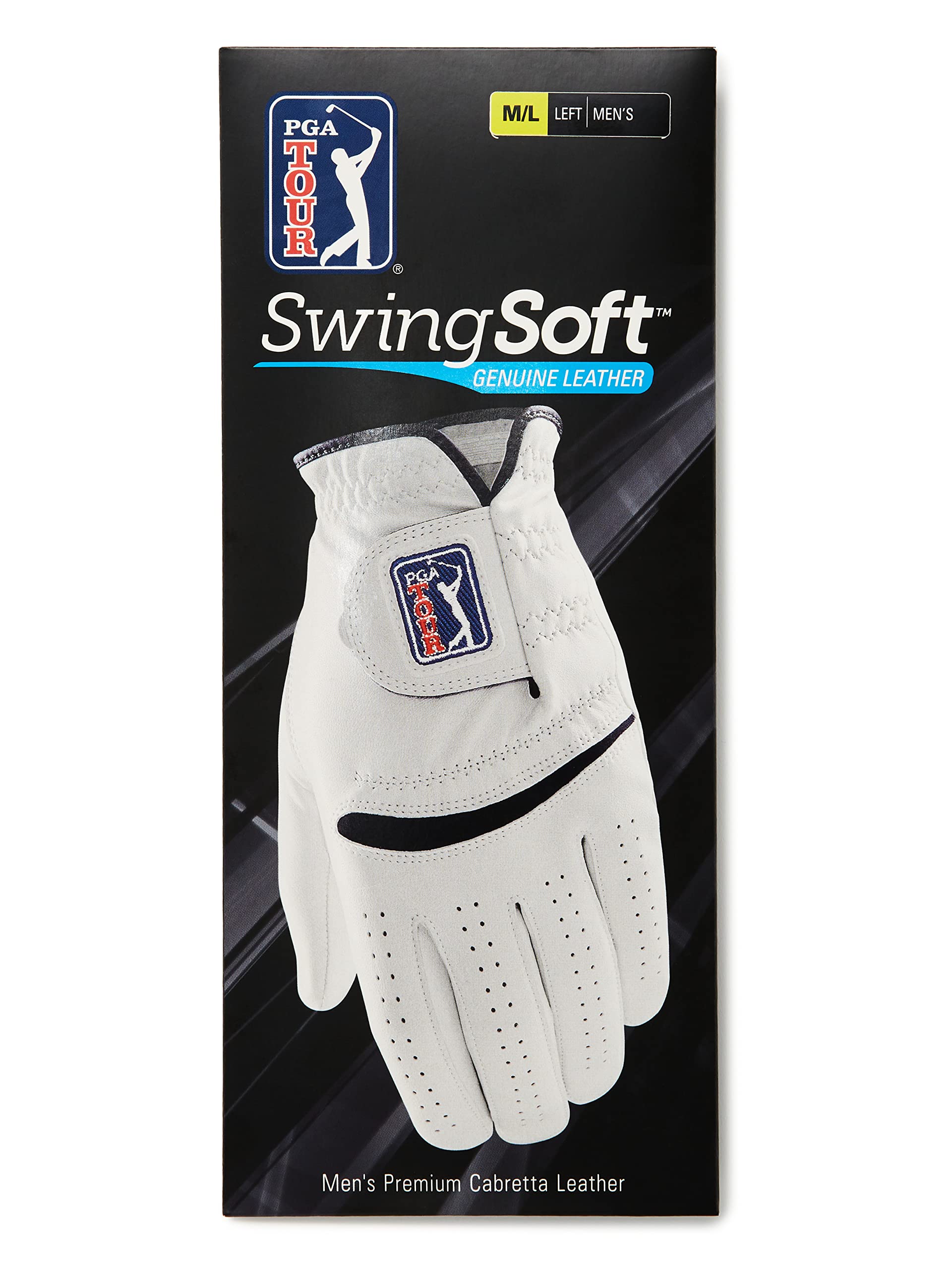 PGA Men's Leather Golf Glove - Left, Bright White, M/L