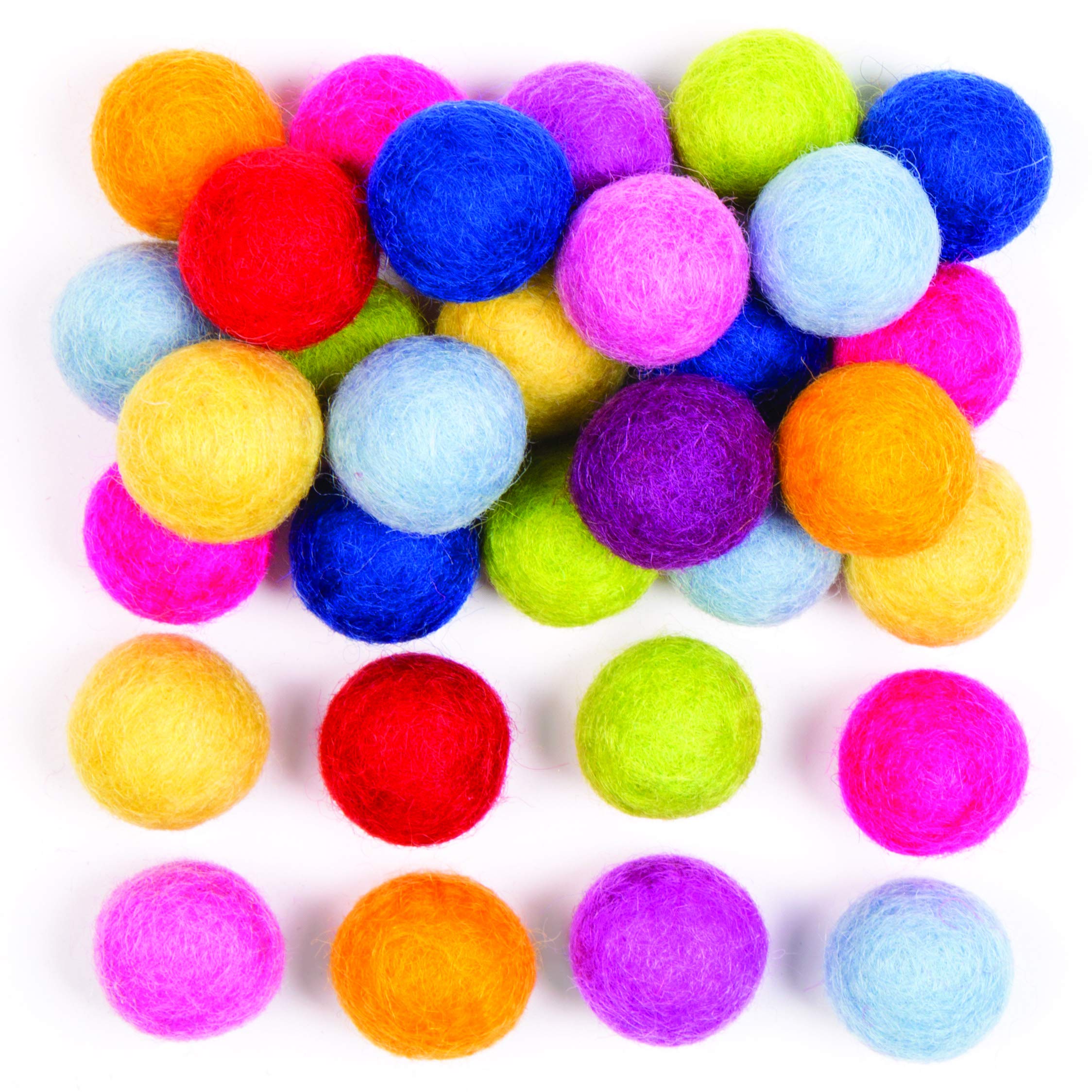 Baker Ross AC902 Coloured Felt Balls - Pack of 50, Colourful Jet Toys for Kids to Play with Indoors and Outdoors, Great for Party Bag Fillers or Pocket Money Gifts
