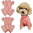 Dog’s Recovery Suit Post Surgery Shirt for Puppy, Full Coverage Dog's Bodysuit Wound Protective Surgical Clothes for Small and Medium Pets (red Pink Stripe-XL)
