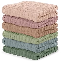 Comfy Cubs Muslin Baby Washcloths 6 Pack - Soft