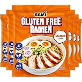 Gluten Free Ramen Noodles Chicken Soup Healthy Rice GF Gluten Free Noodles | BAMI 'Chicken' flavor x6 gluten free ramen noodles tastes just like real ramen, gluten-free food that is clean healthy vegan
