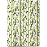 coedoaes Cactus Fleece Blanket - 50x60in Vibrant Green Cacti and Pink Flower Throw Blankets,Soft Cozy Lightweight, for Living Room Home Southwestern Desert Decor and Kids Women Girls Spring Gifts