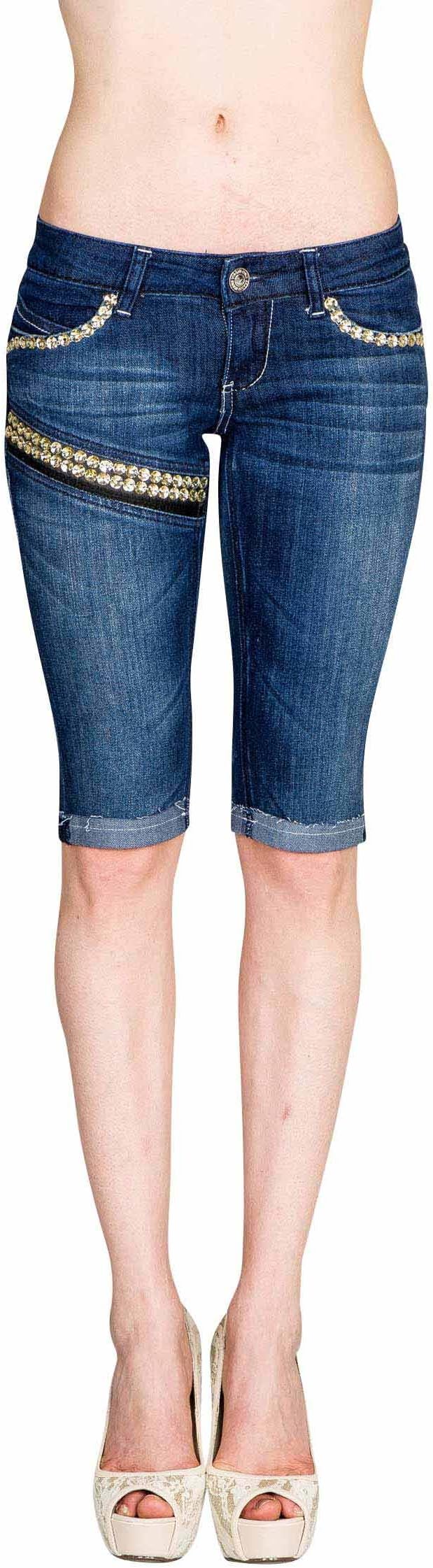 VIRGIN ONLY Women's Slim Fit Stretch Denim Bermuda Shorts