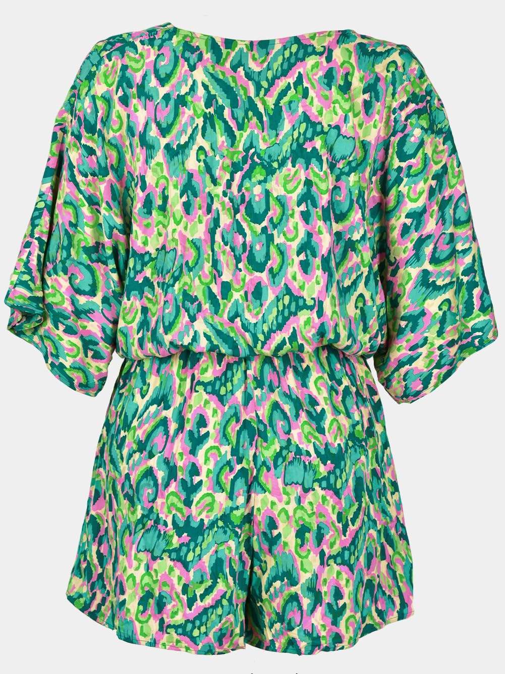 CUPSHE Women's Summer Romper Lace Up Printed Half Sleeves Casual Wide leg Vacation Outfit Mini One Piece Jumpsuit