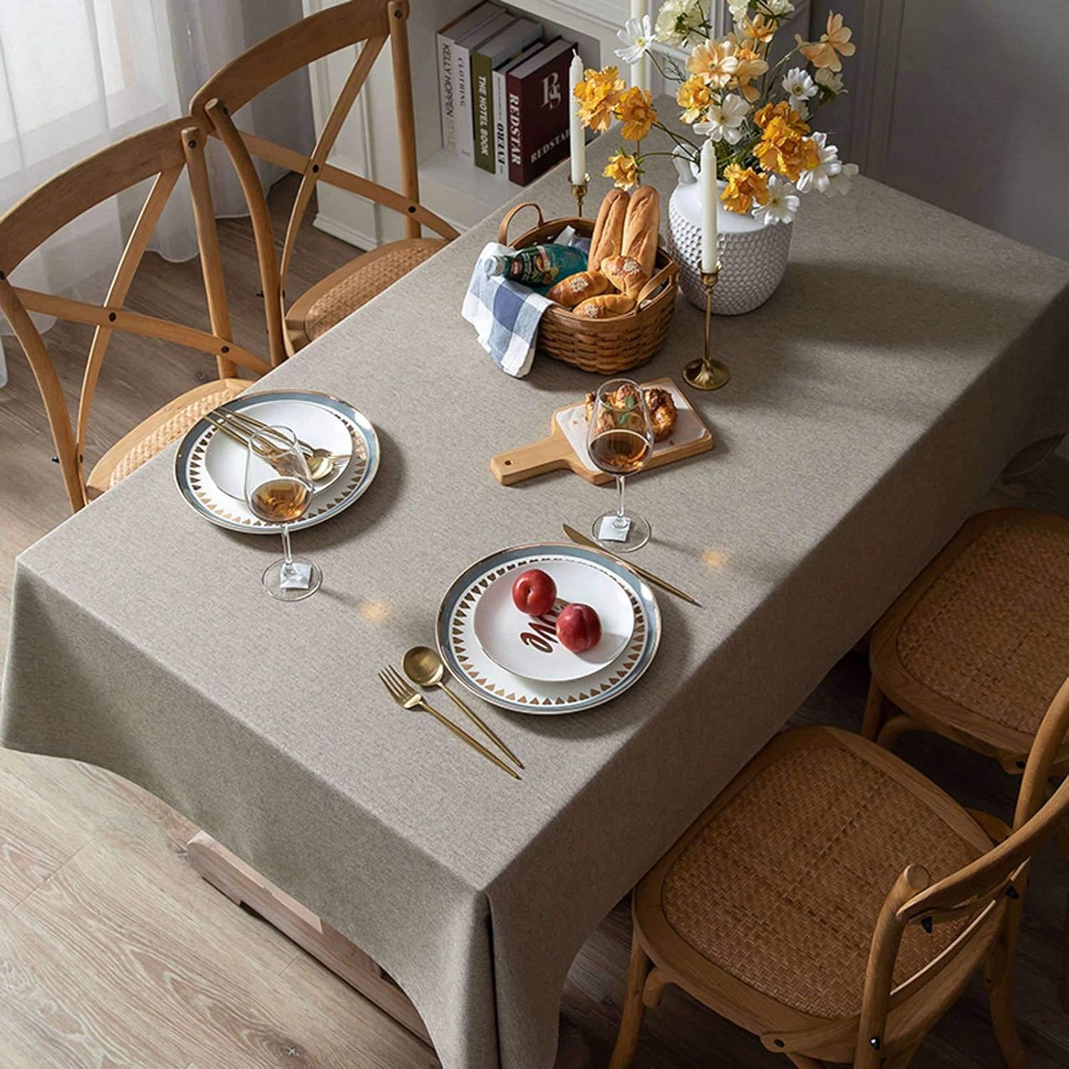 Japanesestyle Solid Color Tablecloth, Cotton Linen Waterproof Table