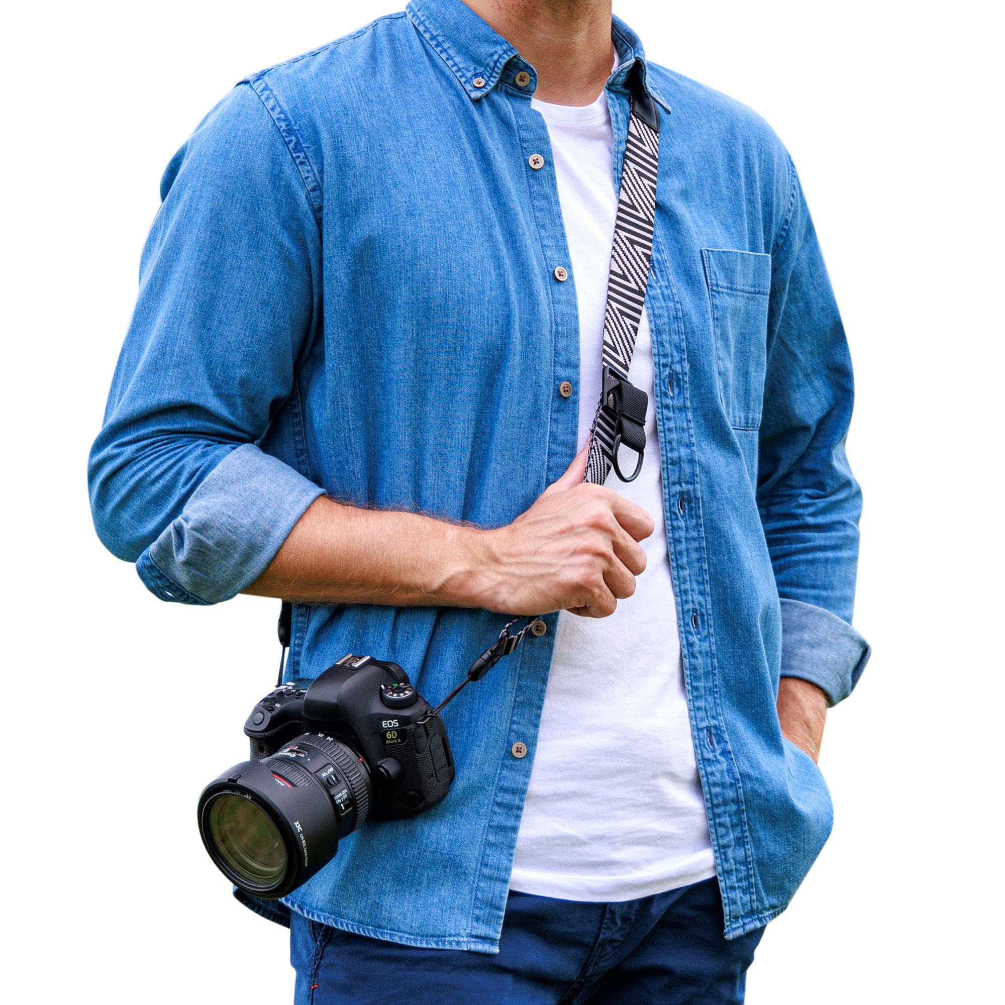 PROfezzion DSLR Camera Shoulder Neck Strap with Metal Secure Quick Release Buckle for Nikon D3500 D5600 D7500 D750 D780 D810 D850 D3 D4 D5 Canon 2000D 850D 800D 90D 80D 7D 6D 6DII 5D Mark IV & More