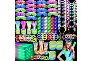 OLUPP 282 PCS Glow in the Dark Party Supplies, 18 Foam Sticks, 18 LED Glasses, 200 Glow Sticks, 30 Finger Lights, 8 Bunny Ear Headband and 8 LED Cat Ear Headband for Wedding,Birthday,Concert,New Year