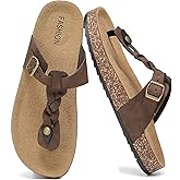 Sgadabe Thong Sandals for Women & Men,Non-slip Flip Flops with Cork Footbed Adjustable Buckle Summer Women Footwear Beach Essentials Slides