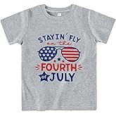 Sineeko Boys American Flag Shirts 4th of July T-Shirt Toddler Girls Patriotic Independence Day Tops Tees 2-7 Years