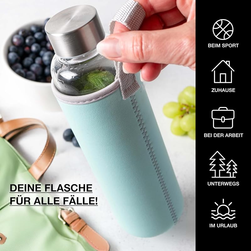 Trinkflasche Glas 500 ml für Kohlensäure, Mintgrün — Foto 6 von 7