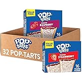 Pop-Tarts Toaster Pastries, Breakfast Foods, Kids Snacks, Value Pack, Frosted Strawberry &amp; Frosted Raspberry Variety Pack (2 Boxes, 32 Pop-Tarts)