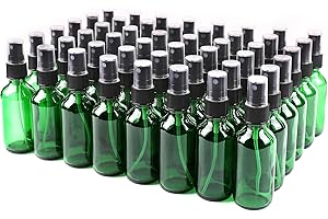 NOOEEISS Green Glass Small Spray Bottle 2 oz 48 Packs,Fine Mist Sprayer Small Clear Bottles,Refillable Containers mini spray bottles for Cleaning Solutions and Skin Care (Green 48pcs)
