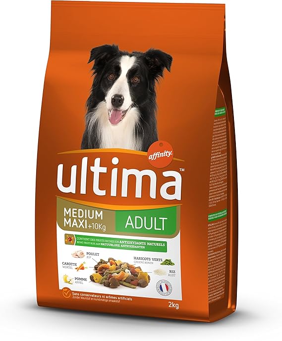 Ultima Dog Food Adult Chicken, Rice mediummaxi, Fruit and Vegetable 2 kg, Pack of 5 Amazon.co