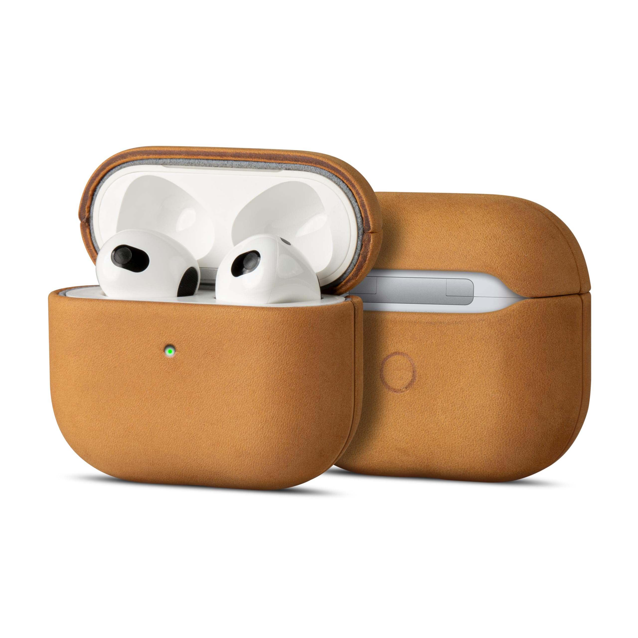 Maogoam for AirPods 3rd Generation Case Leather, Genuine Vintage Oil Wax Crazy Horse Cowhide Leather Case Cover for Apple Airpods 3, Handcrafted Fully-Wrapped, Indiana-Jones Style, Tan Brown