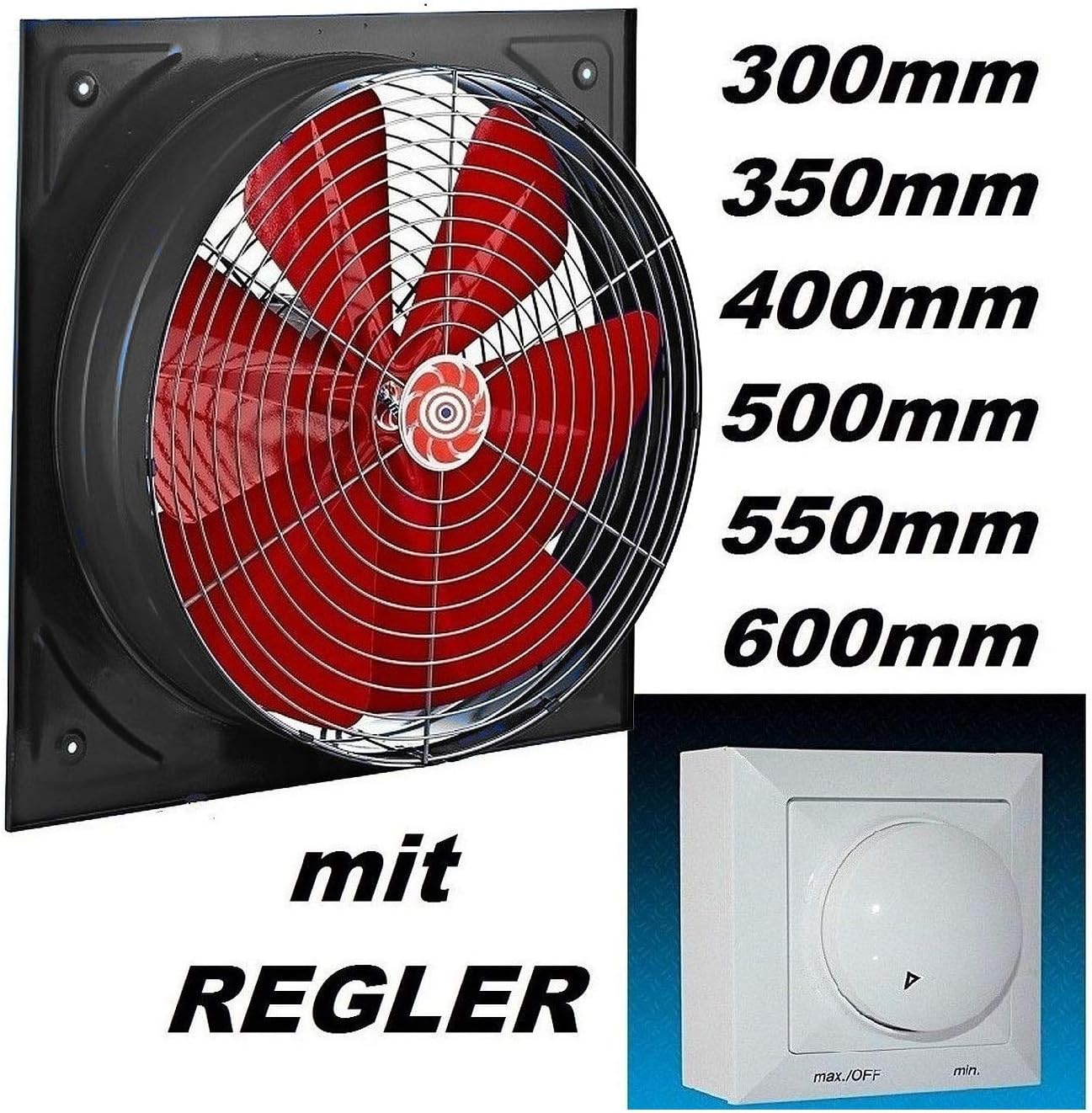 Ventilateur Mural Industriel 500mm - 500W - Débit 6900 M³/h - Variateur De Vitesse - IP44