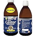 100% Canadian Naka - 500ml (16.9oz) Glasss Bottle, ORGANIC GOLDEN CASTOR Oil, Cold Pressed, Hexane Free, Moisturizes, Softens