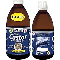 100% Canadian Naka - 500ml (16.9oz) Glasss Bottle, ORGANIC GOLDEN CASTOR Oil, Cold Pressed, Hexane Free, Moisturizes, Softens