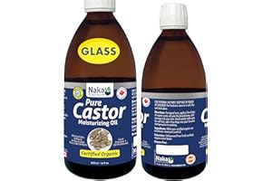 100% Canadian Naka - 500ml (16.9oz) Glasss Bottle, ORGANIC GOLDEN CASTOR Oil, Cold Pressed, Hexane Free, Moisturizes, Softens