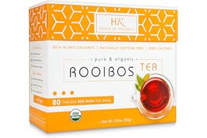 Rooibos Tea Organic Herbal Tea - 80 Bags of Caffeine-free Healthy Red Tea from the House of Rooibos