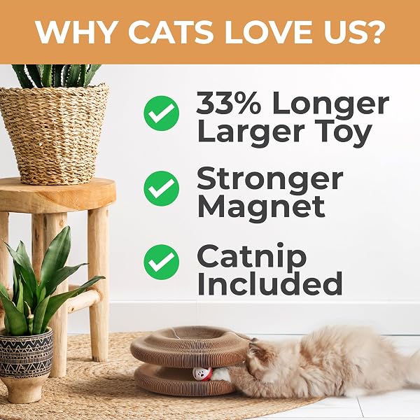 ACCORDION CAT TOY SCRATCHER – CAT TOYS FOR INDOOR CATS – EXPANDABLE CAT CARDBOARD SCRATCHER, MAGNETIC REVERSIBLE INTERACTIVE CAT TOY | LITTLEMITTS