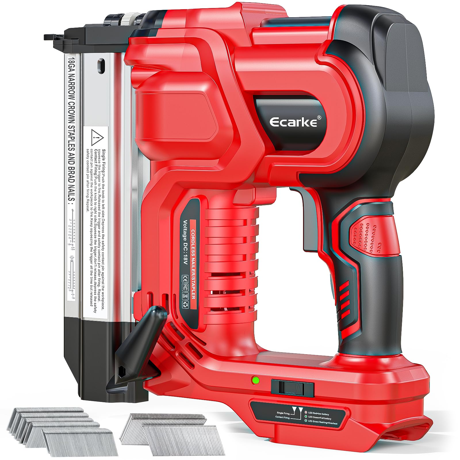Photo 1 of Ecarke 2" Electric Nail Gun Compatible with Milwaukee 18V Battery(No Battery),2 in 1 Cordless Brad Nailer Stapler with 1000 Nails,18 Gauge Nail Gun Battery Powered,2 Firing Modes for Trim Wood DIY