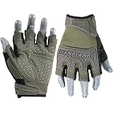 HANDLANDY Fingerless Work Gloves for Mens & Women, Uwrist Half Finger Shock-Absorbing Breathable Glove