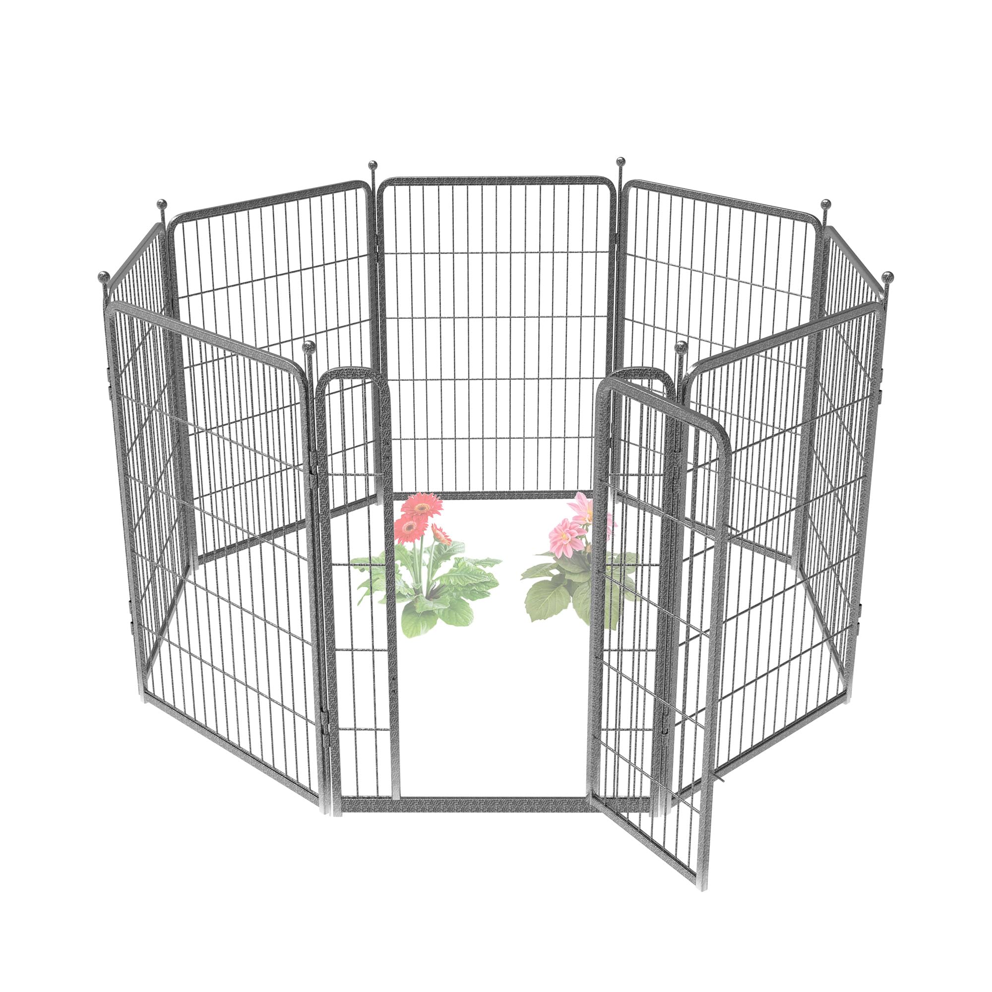 Photo 1 of (Used)(minor damage) FXW Garden Fence with Door, 40in(H) x 18ft(L) 8 Panels Dog Fence Outdoor for The Yard - Heavy Duty Metal Fencing Tall
