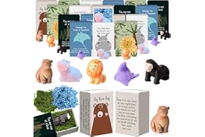 Cinnvoice 35 Set Christmas Small Gifts Bulk for Employee Coworkers Thank You Office Desk Pets Positive Holiday Cute Emotional Support Resin Ornaments Card Box for Adults Women Men (Bear)
