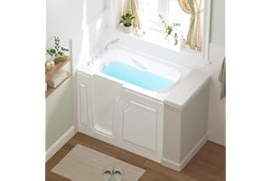 FerdY Floridian 52" x 30" Walk-in Bathtub with Left-Side Door Opening and Quick Fill and Drain System, Rectangular Soaking Bathtub in White