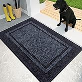 PURRUGS Dirt Trapping Door Mat 20" x 32", Non-Slip Machine Washable Entryway Rug, Entrance Mat, Indoor Front Door Mat, Super Absorbent Entry Rug for Muddy Shoes & Paws, Bluish Grey & Charcoal
