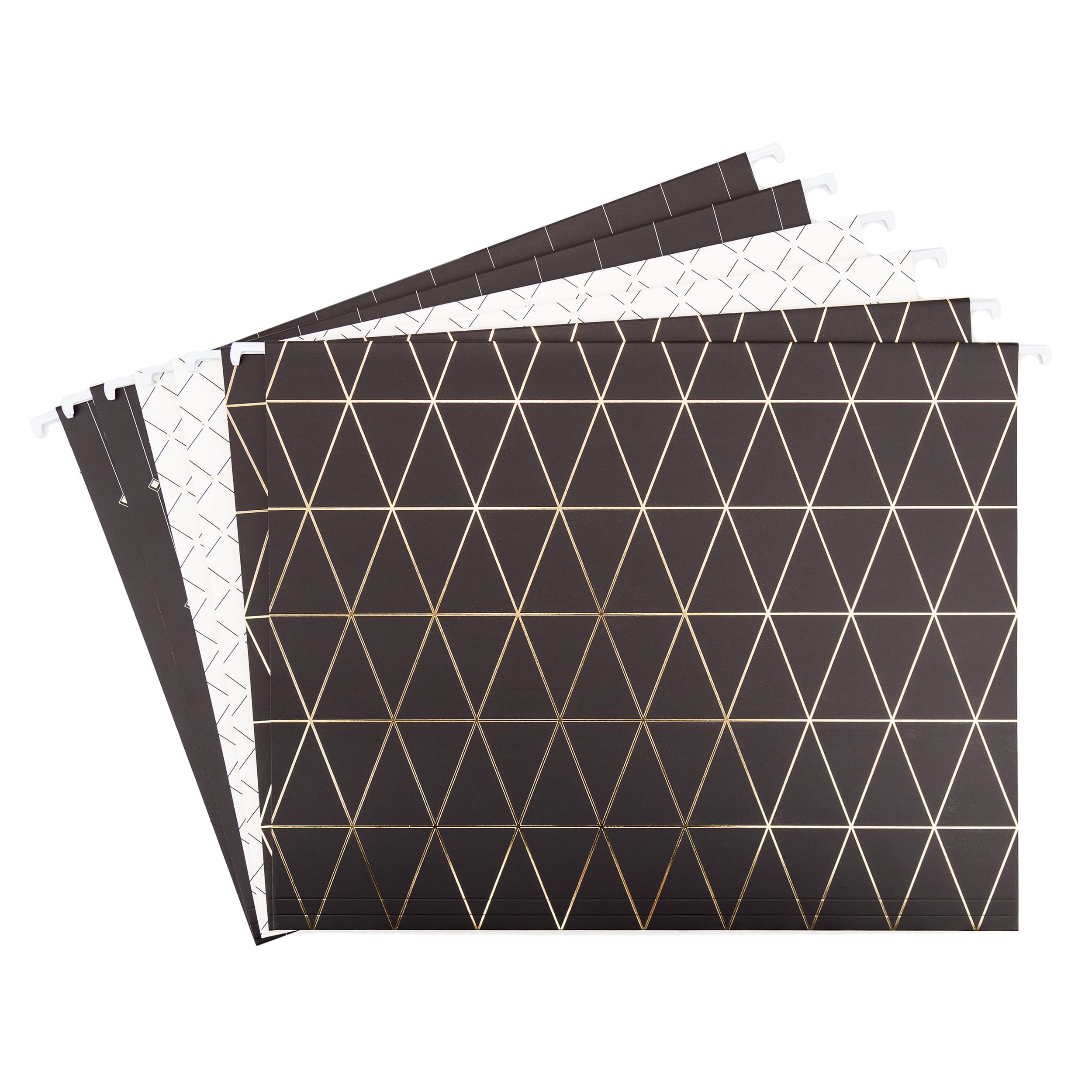 U Brands Classic Hanging File Folders Set, Office Supplies, Black, Gold and White, FSC Certified, 6 Count