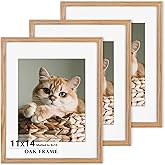 11x14 Picture Frame, Solid Oak Wood 11"x14" Photo Frame, 11 x 14 Frame for Wall Home Office Poster Gallery Decor, 11 x 14 Fra