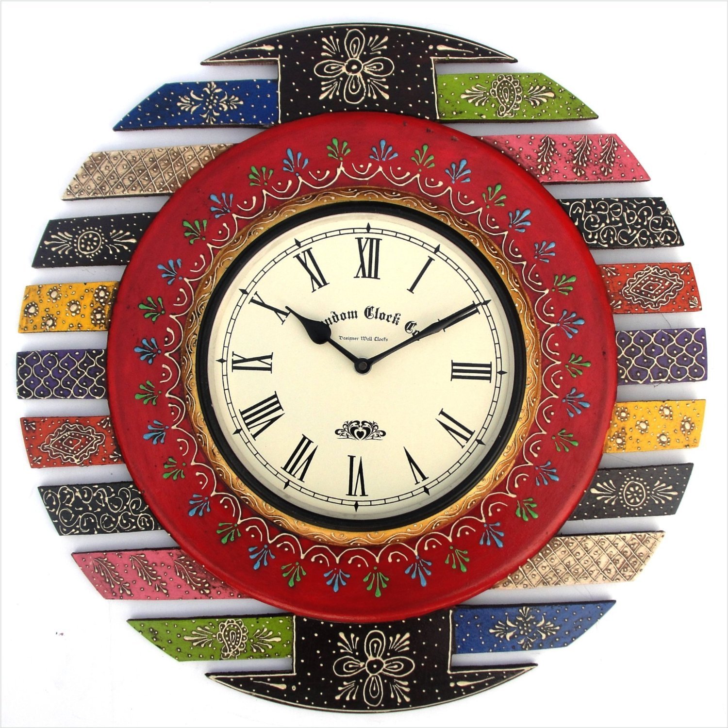 Buy Collectible India Random Wings Wooden Wall Clock with Floral Design