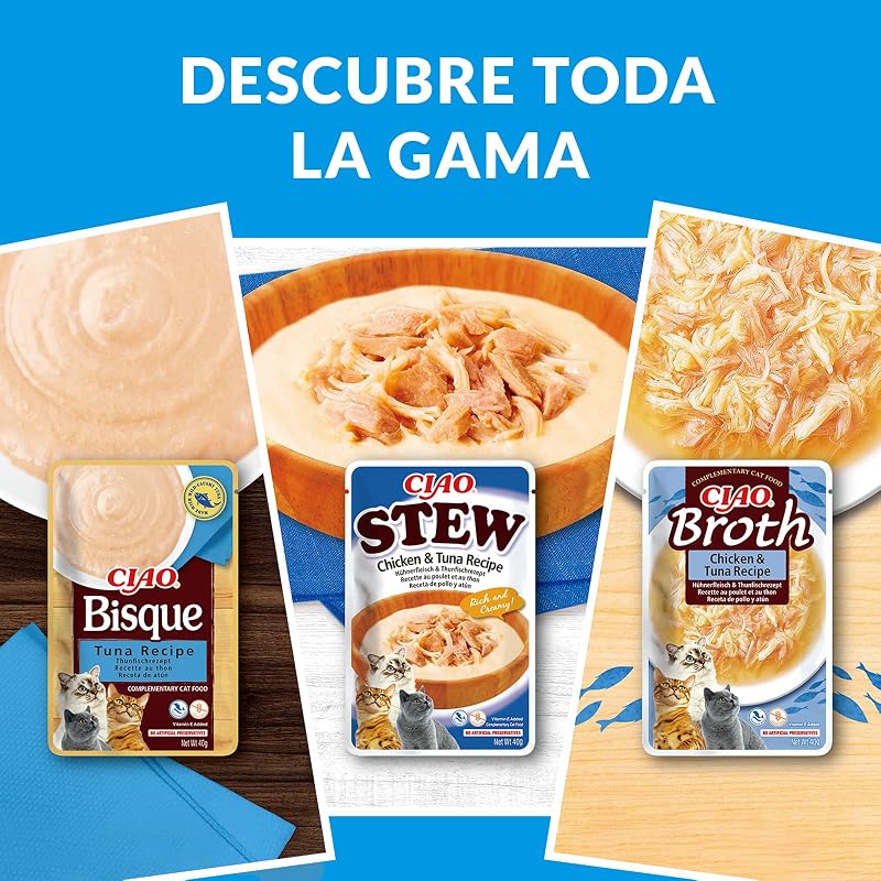 Ciao Bisque, Multipack Pollo, Ternera, Atún y Salmón, 960g (24 x 40g)