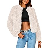 PRETTYGARDEN Women's 2026 Winter Coats Fleece Cropped Jacket Faux Fur Long Sleeve Pockets Shaggy Warm Outerwear Fall Clothes