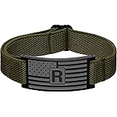 C-leen Valentines Gifts for Men Boys - American Flag Initial Bracelet, Stainless Steel Letter Bracelets Teen Boy Gifts Elastic Stretch Bracelets Boyfriend Husband Valentines Day Gifts for Him